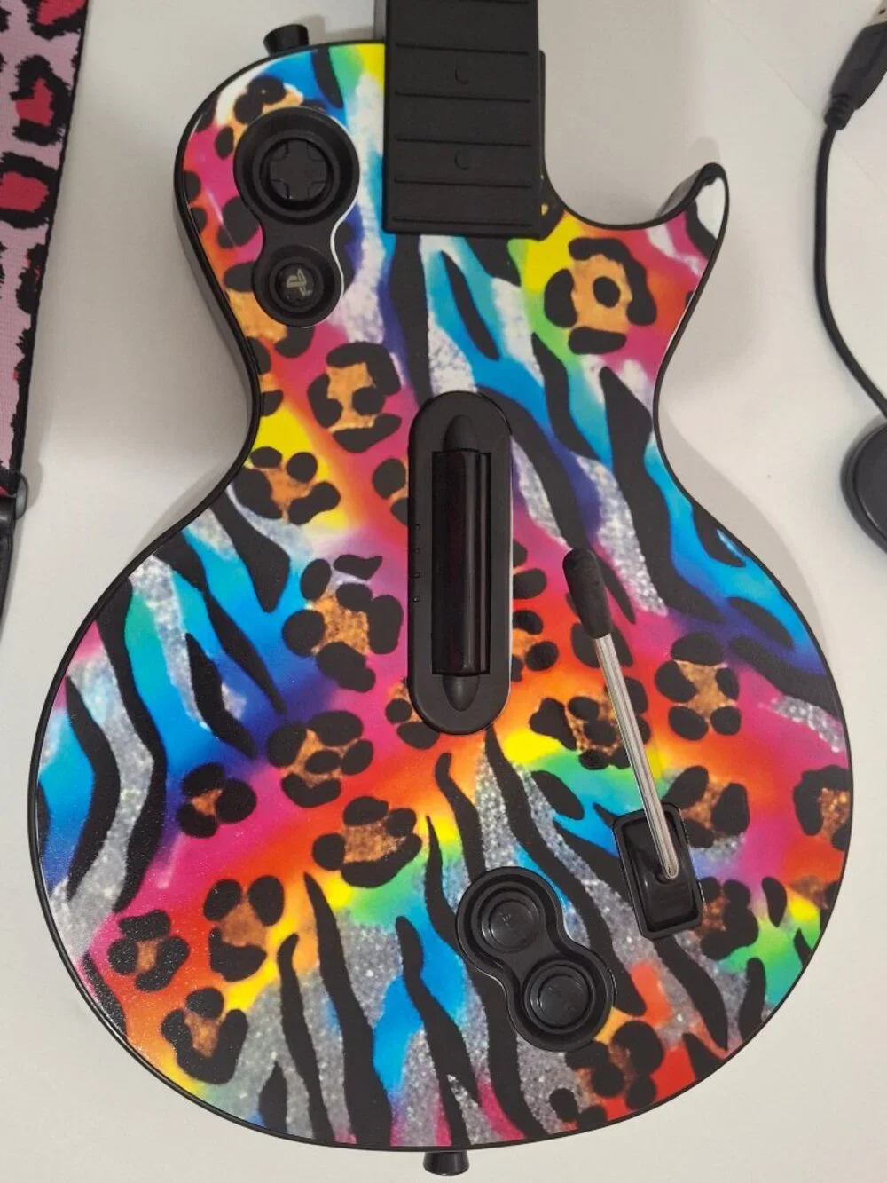 Guitar Hero Les Paul Guitar Bundle PS3 Dongle 80s Glam Rock Custom Printed